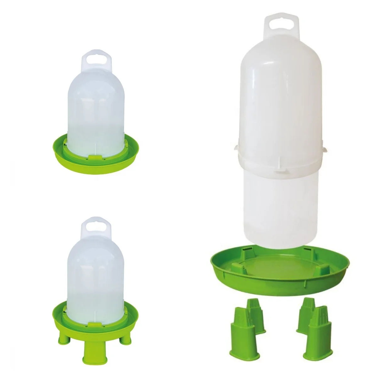 BERYS New 8L Green White Double Cylinder Chicken Waterer & Drinker with Removable Legs PP Plastic Thickened for Sale