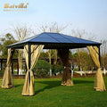 Baivilla PC Hard Top Sun Resistant Aluminum Metal Garden Gazebo with Mosquito Netting PVC Material for Balcony Use
