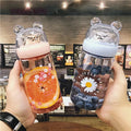 Korean Version of Cute Bear Plastic Cup Female Student Portable with Tea Compartment Water Aluminum Water Bottle CUP1471