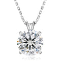 1/2/3/4CT Moissanite Necklace White Gold Plated Sterling Silver Jewelry Lab Created Solitaire Diamond Pendant Chain for Wedding