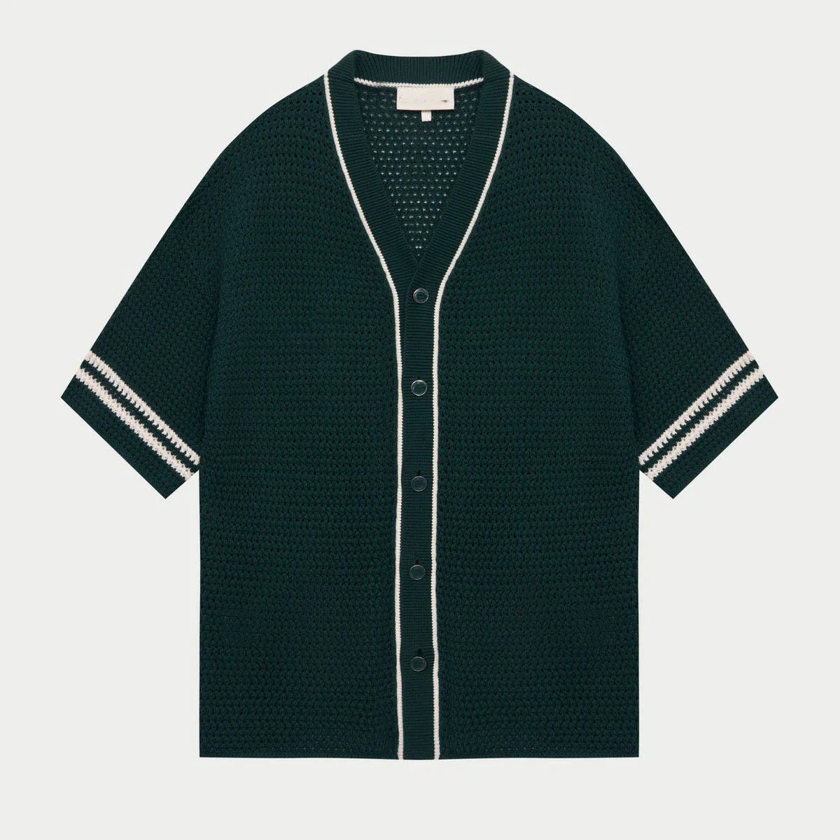 Custom Design logo Mesh Hollow Out Cotton Short Sleeve Summer Beach Fashion Casual  Crochet Knitted Baseball Shirt
