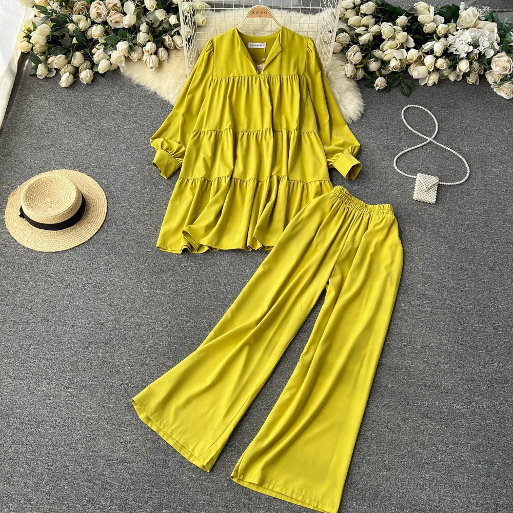 Women's Sets Autumn Full Sleeve Shirt High Waist Casual Pants Two Piece Set Jogging Suits Wholesale