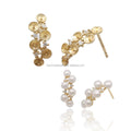 14ct Solid Gold AU585 Drop Diamond Earrings Mounting for Pearl Earring Making Mounts Real Gold Jewelry Findings