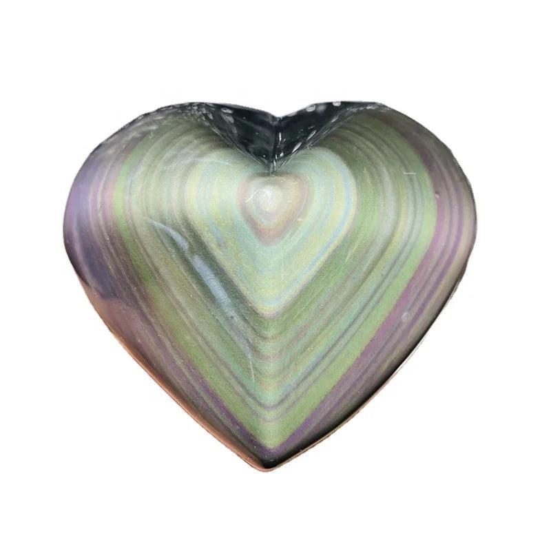 Hand Carved Healing Crystals Gemstone Natural Rainbow Eye Sheen Obsidian Crystal Heart