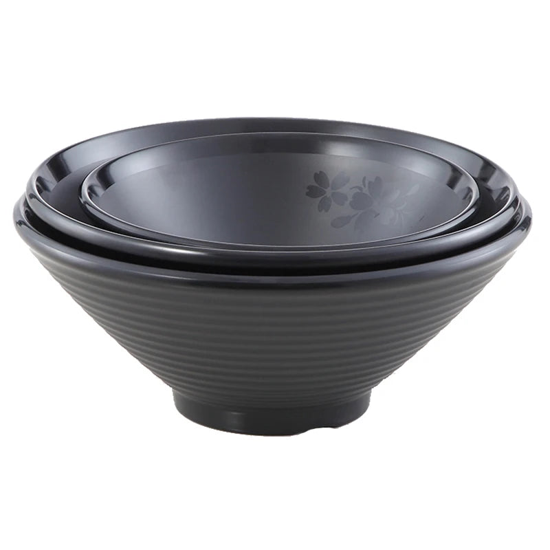Customized Restaurant Dinnerware  PHO Serving Unbreakable 8.5 Inch Black Melamine Noodle Bowl