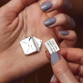 Fashion Custom Personalized Message Envelope Necklace 925 Sterling Silver Necklace Pendant Custom Card Content for Women