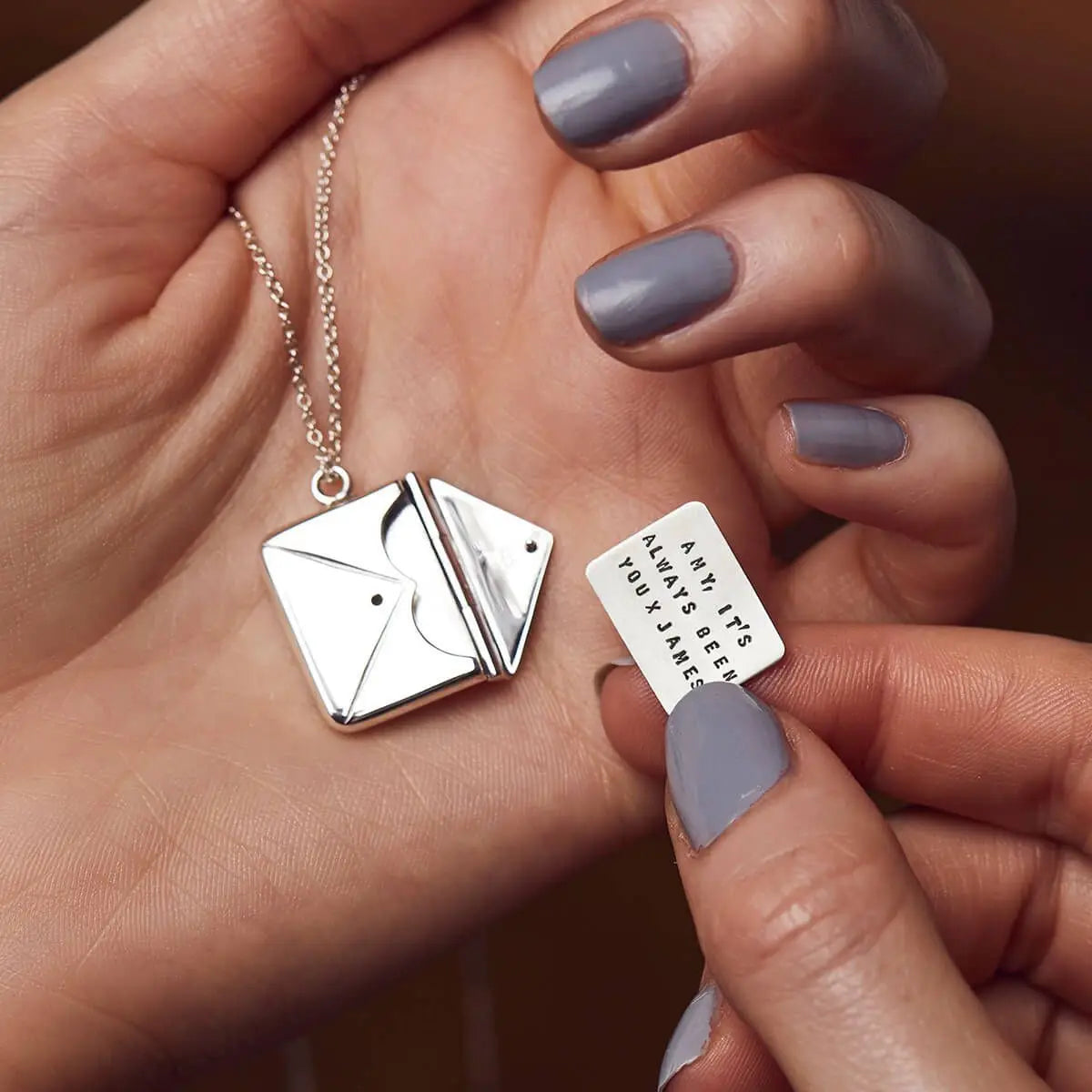 Fashion Custom Personalized Message Envelope Necklace 925 Sterling Silver Necklace Pendant Custom Card Content for Women