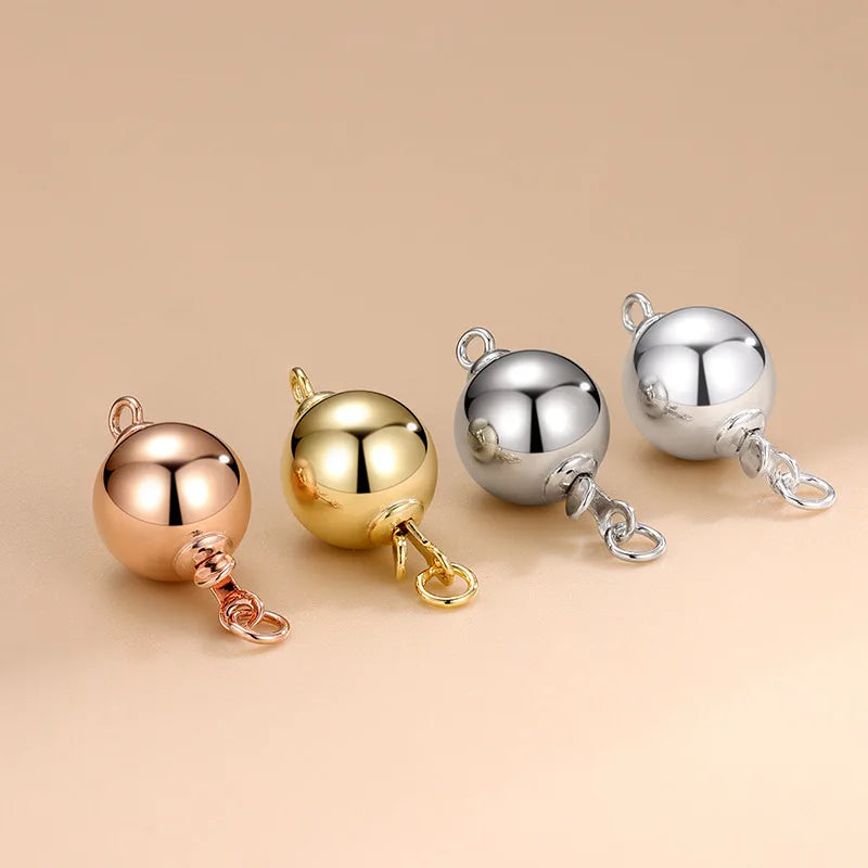 S925 Sterling Silver Pearl Clasp With Ball Pin Spring Clasp for DIY Jewelry Accessories