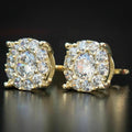 Huitan Fashion Round Shaped Design Earrings With Pave Full Cubic Zirconia Gold Plated for Women Engagement Jewelry Stud Earrings