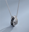 CLBX S925 Sterling Silver Necklace with Light Luxury Men's Knight Pendant Versatile Brand Fashion Paired Silicone Wood Leather