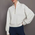 Lounge Wear Comfy Spandex Cotton Half Zipper Long Sleeve Stand Neck Women Pullover Fleece Breathable Windproof Sweatshirt