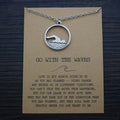 Summer Ocean Beach Wave Swimming Surfing Pendant Necklace Outdoor Jewelry