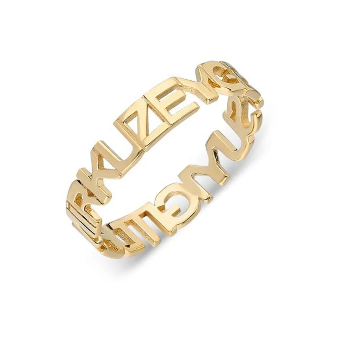 Wholesale Stainless Steel Ring 14K Gold Name Ring Gift Custom Letter Name Cut Statement Simple Inspired Family Ring