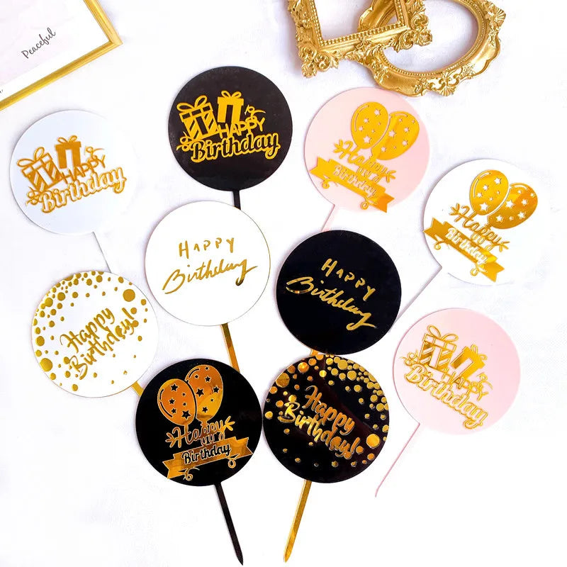 Manufacturers Round Balloon Gift Box Double Layer Acrylic Cake Topper Directly for Birthday Party Dessert Cake Decoration