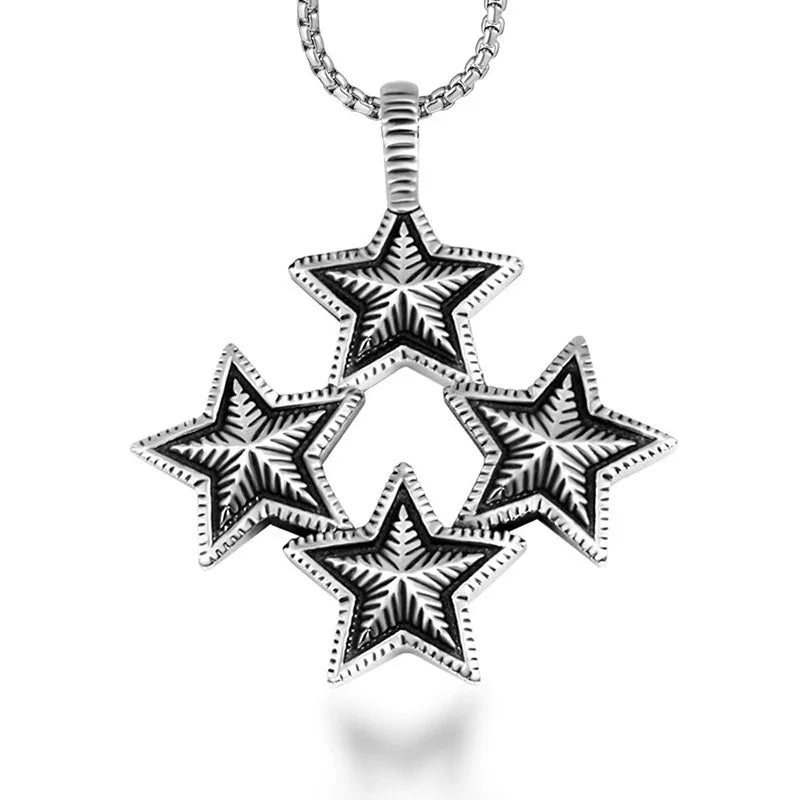 Punk Female Personality Retro 316L Stainless Steel Necklace Trendy Star Pendant Fine Pendants Charms for Friendship Gift Jewelry
