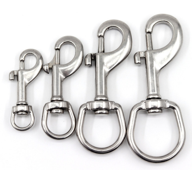 304 Stainless Steel Spring Snap Carabiner Clip Key Chain Buckle Oval Swivel Single Head Dog Hooks
