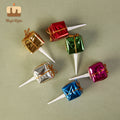 Christmas Rainbow Cake Decoration Colorful Gift Box Cake Topper Picks