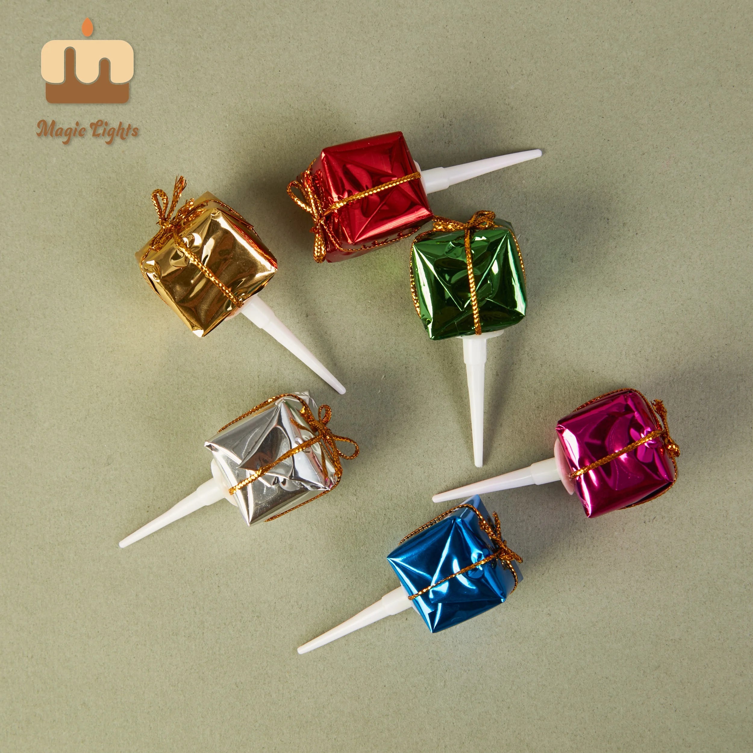 Christmas Rainbow Cake Decoration Colorful Gift Box Cake Topper Picks