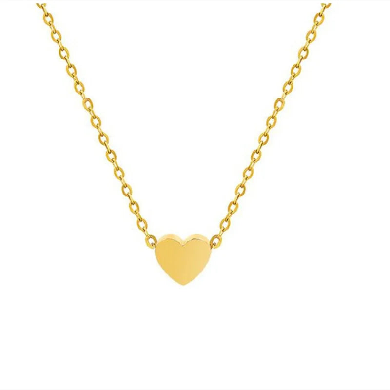 New Fashion Gold Plated Chain Necklace Jewelry Dainty Tiny Charm Women Girl Heart Shaped Choker Pendant Necklace