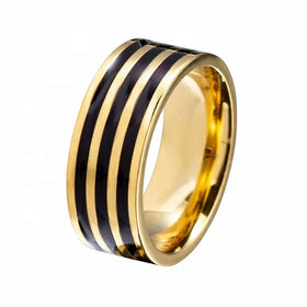 Wholesale 8mm Wide Stainless Steel Men's Gemstone Rings Simple Fashion Drip Ring for Engagement & Party Plated Jewelry Factory