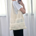 Large Capacity Bohemian Women's Beach Tote Shopping Bags New Design Solid Color Hollow Mesh Knitted Open Closure Type