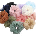 Private Label Candy Color Ponytail Accessories Solid Transparent Tulle Organizer Hair Ties Chiffon Hair Scrunchies