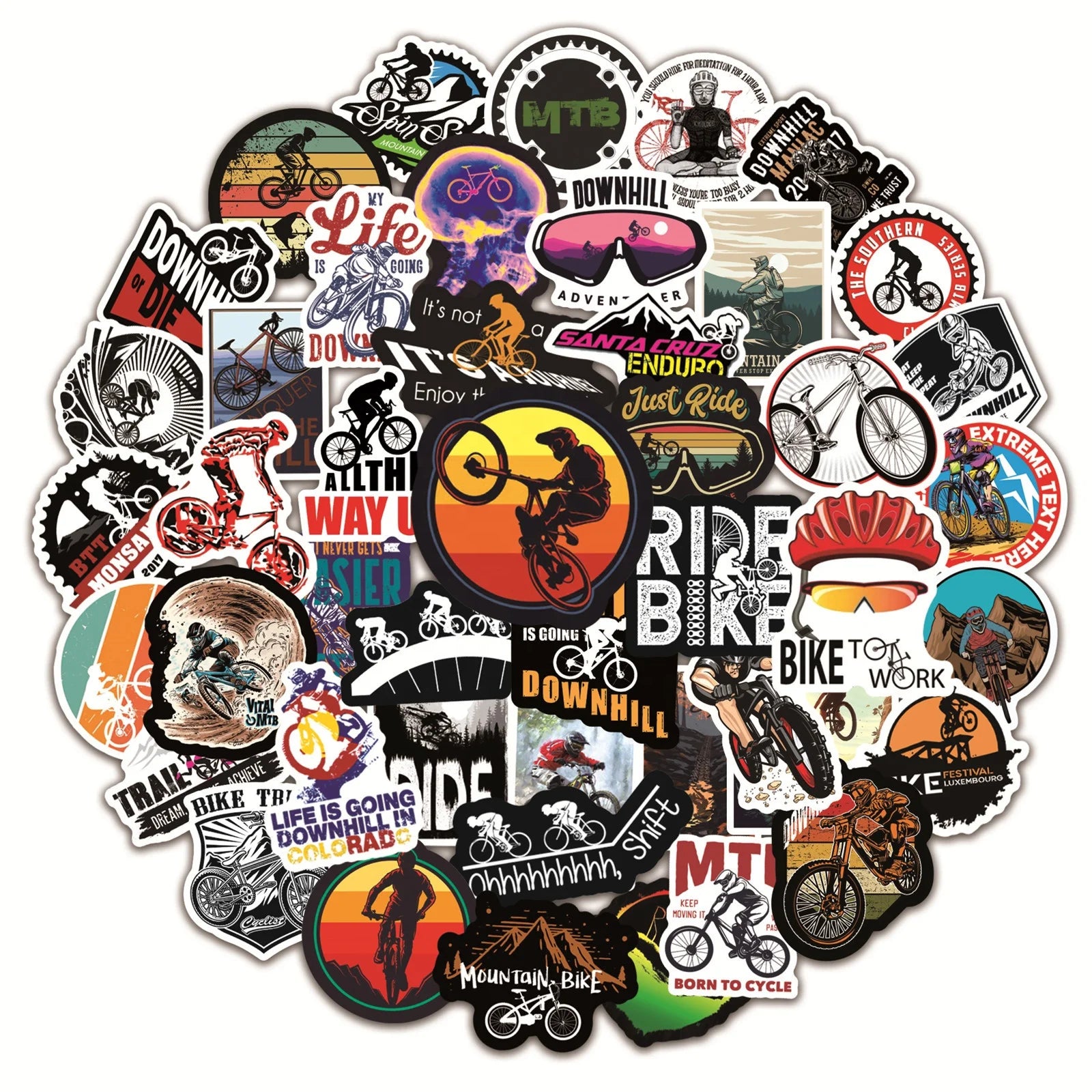 50Pcs Mountain Bike Downhill Sport Graffiti Sticker for Boy Luggage Laptop Skateboard Diy Decor Vinyl MTB Stickers