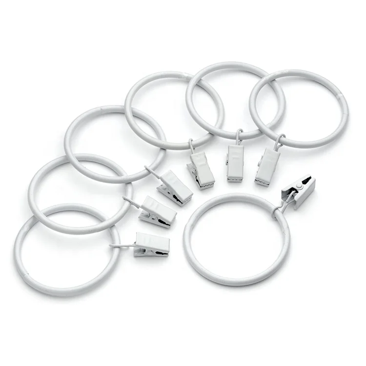 White Practical Metal Curtain Hook Clips with Hanger Ring Fashion Bath Drape Hooks Clip and Bathroom Accessories