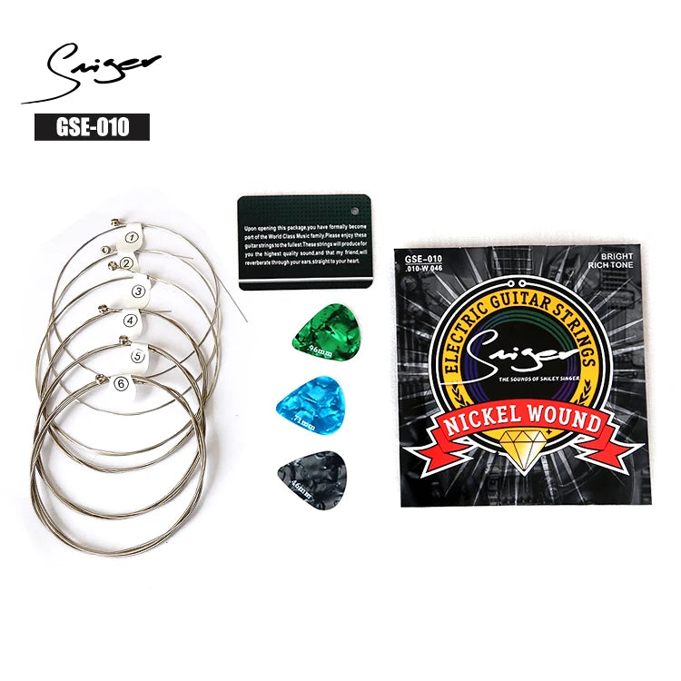 GSE OEM logo Packaging Different Gauge010 Electric Guitar Strings with Picks