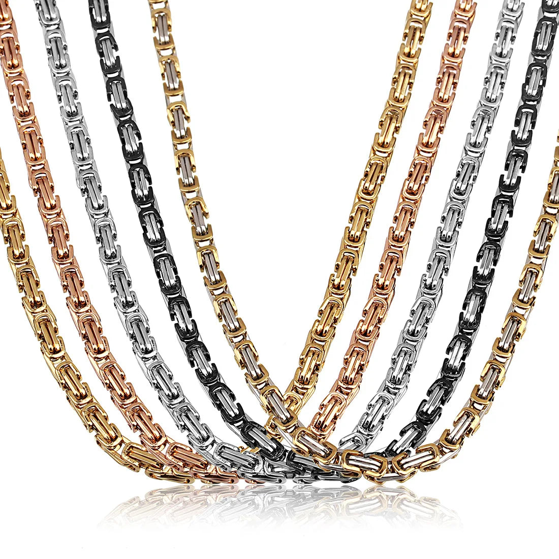 5mm Size 55cm Length Stainless Steel Byzantine Chain for Men's Heavy Punk Necklace Jewelry