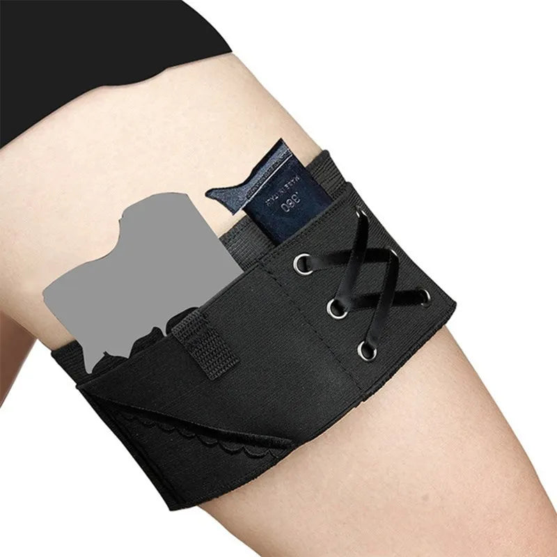 Adjustable Women's Black Thigh Holster Concealed Carrying Leg Holster Universal Leg Holster for Women