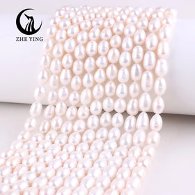 Wholesale 6-7mm and 8-9mm 2A Rice Shape Cultured Freshwater Pearls Loose Pearls Beads