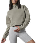 New Autumn Winter Women Custom Tops Fashion Warm Loose Turtleneck Long Sleeve Pullover Crop Top Sweatshirts With Customized Logo