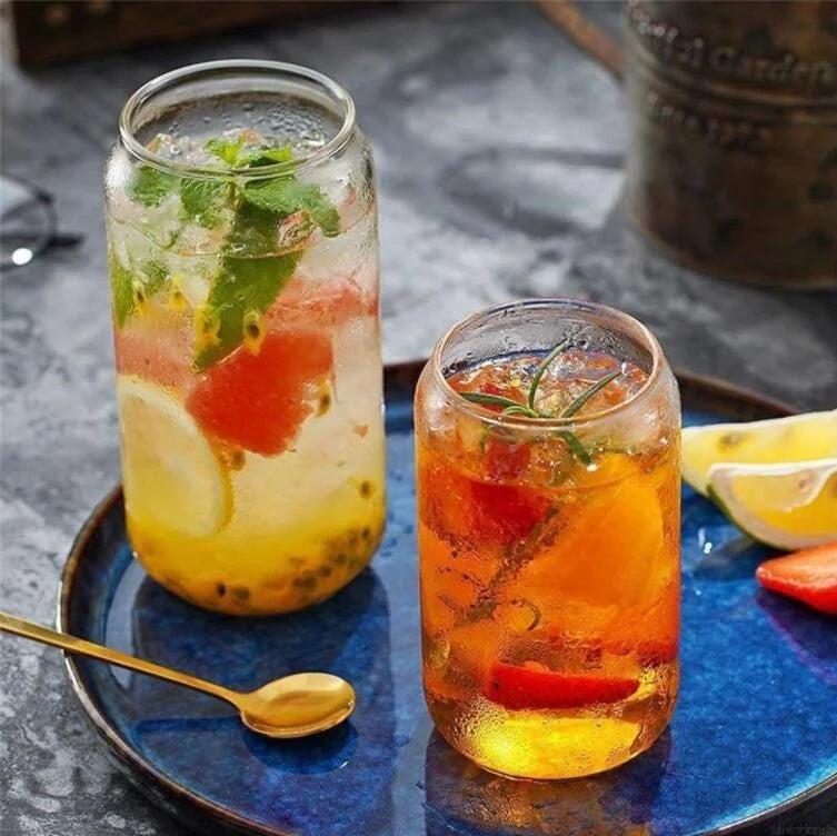 Hot Selling 500ml 16oz Clear Pint Glass Beer Can Shaped with Bamboo Lid and Straws Printed Cola Glass Cups