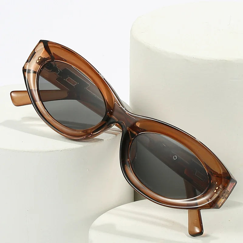 ADE WU STY77287H Retro Trendy Oval Frame Sun Glasses Women Fashion Vintage Shades Small Frame Cat Eye Sunglasses UV400 Wholesale