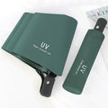 Small Automatic Anti UV Windproof Portable Sun Rain Umbrella Three-Folding Customizable Logo Classic Black Coating for Adults
