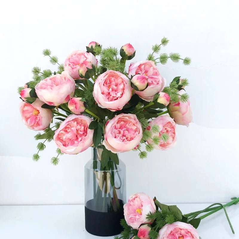 C-P014 Wholesale Artificial Real Touch White Peony Flowers Peonies bunch Bouquet for Home Wedding Decoration