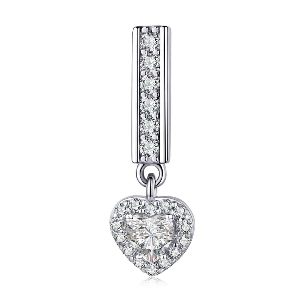 100% 925 Sterling Silver Love Heart Beads Bright Zircon Charms Fit Original Bracelet Pendant for Women Fine Jewelry SCX109