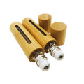 Empty Bamboo Lid Essential Oil Glass Roll on Perfume Bottle with Steel Roller Ball 5ml 10ml 15ml