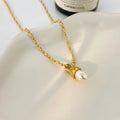 New Titanium Steel Plating High Gloss Pearl Pendant Necklace for Women