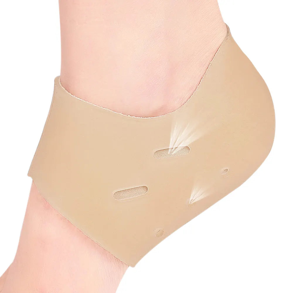 Silicone Gel Heel Cups Breathable Fabric Heel Cushion Protector for Dry Cracked Heel Pain Relief