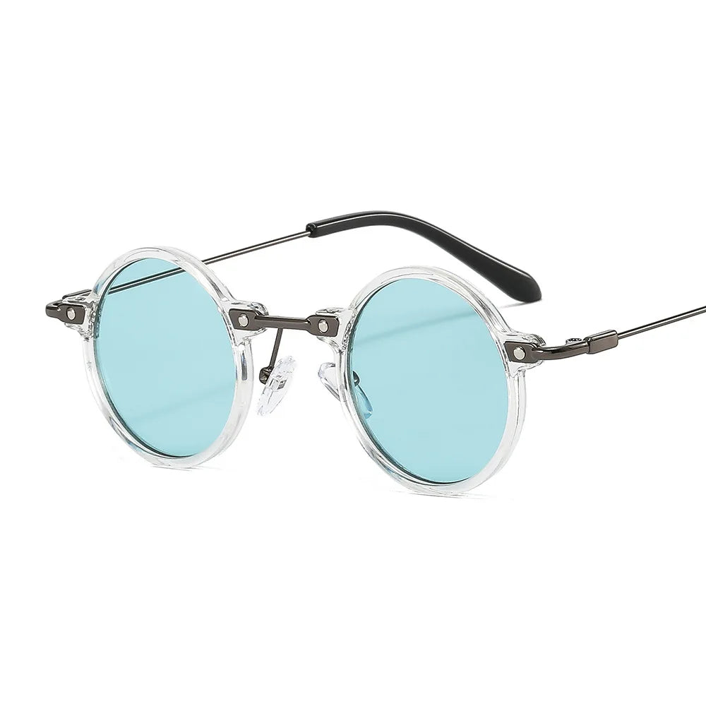 New Retro Small Frame Round Hip Hop Sunglasses Metal Frame Sunglasses Steampunk