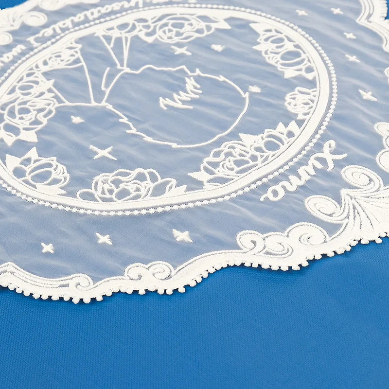 Sustainable round Table Mat Lace Rhombus Mold Fancy Embroidery Water-Soluble Placemat for Home Improvement Pastry Decoration