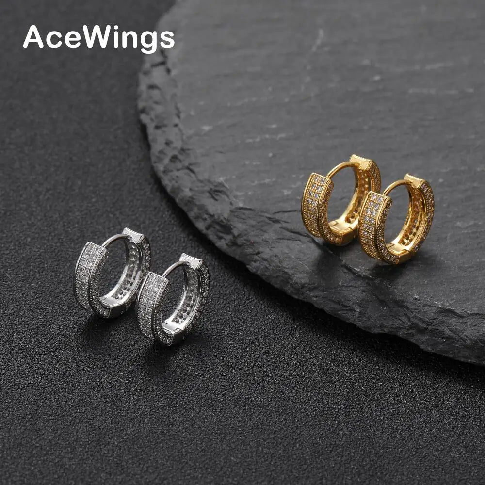 E050 Hip Hop Gold Plated Geometric Stud Earrings with Brass Setting for Anniversary