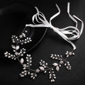 Handmade Wired Crystal Rhinestones Pearls Bridal Hair Vine with Ribbon Hairband Wedding Headband Bridesmaids Women Jewelry