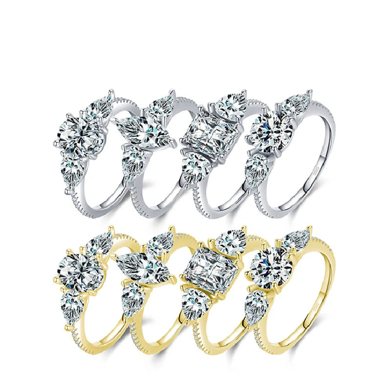 Daidan Luxury Rings Jewelry Rings 925 Silver Bling Proposal Real Sterling Wedding Zircon Gold Plated Ring