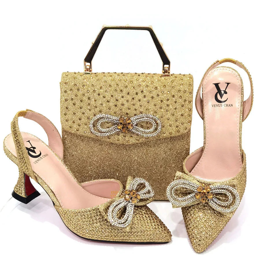 African High Heels Ladies Yellow Shoes Party Dress Shoes PU Winter Shoes for Women