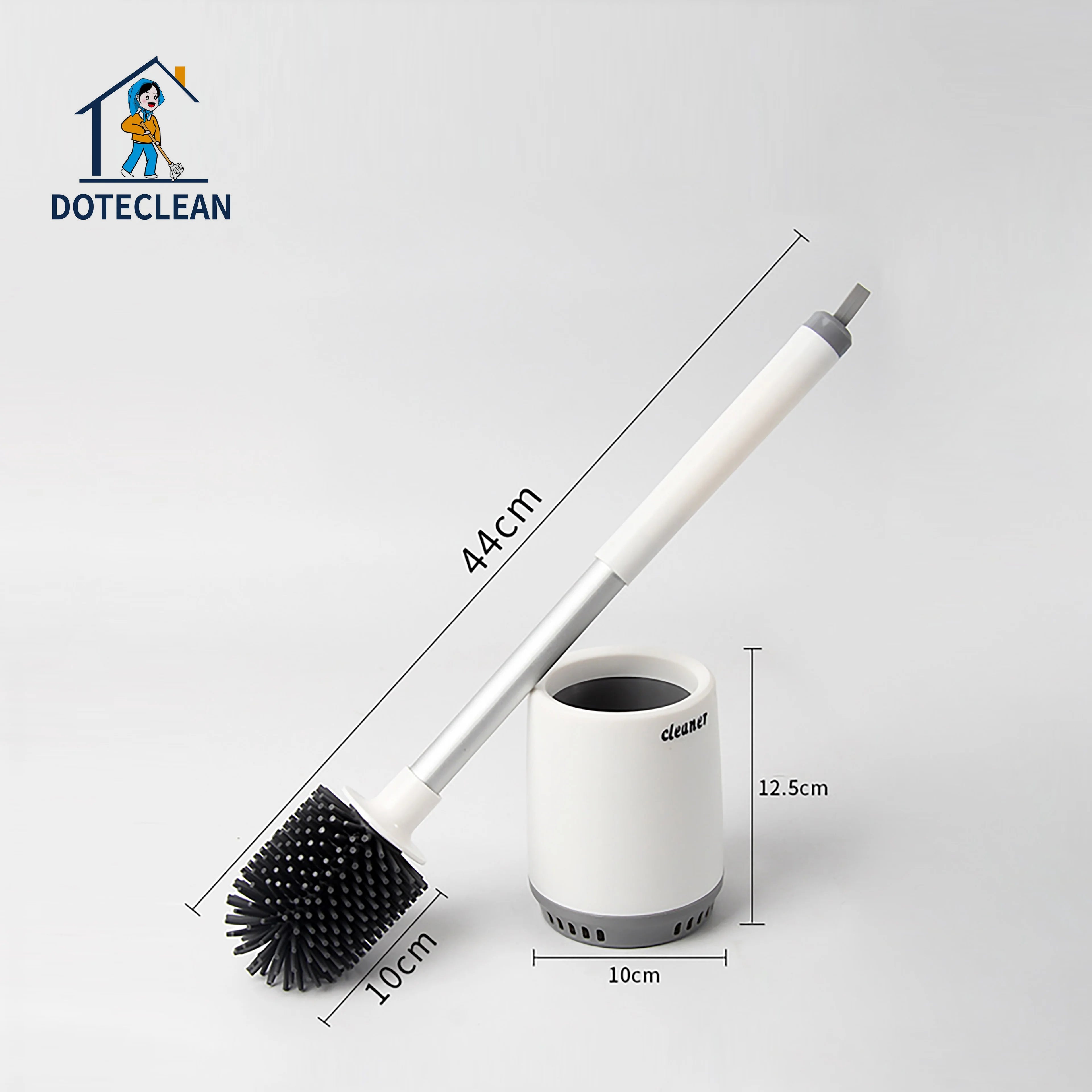 Eco-Friendly Premium TPR & Plastic Toilet Brush Set Bathroom Cleaning Brush Holder with Unique Hand Design Stylish Packaged Box