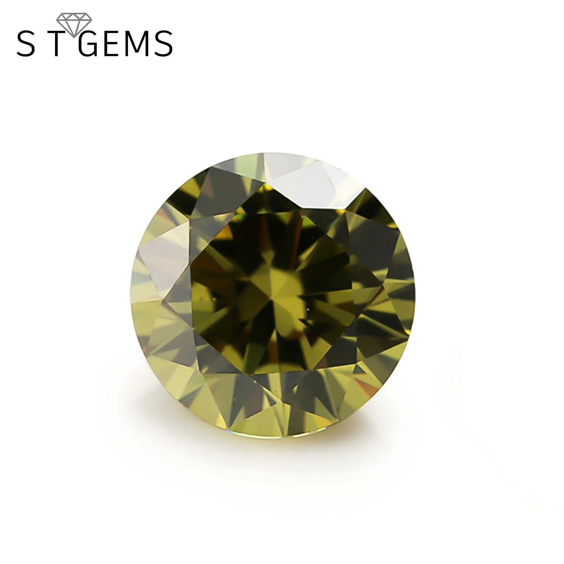 Hot Sale 1000 Pcs Peridot CZ Round Loose Cubic Zirconia Machine Cut Synthetic Diamond Gemstone Ready to Ship