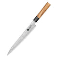 XINZUO Custom Damascus Steel Carving Knife Japanese Style Octagonal Olive Wood Buffalo Horn Handle Kitchen Knives